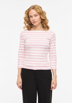 VIALME 3/4 BOATNECK  - Topper langermet - snow white stripes:pink