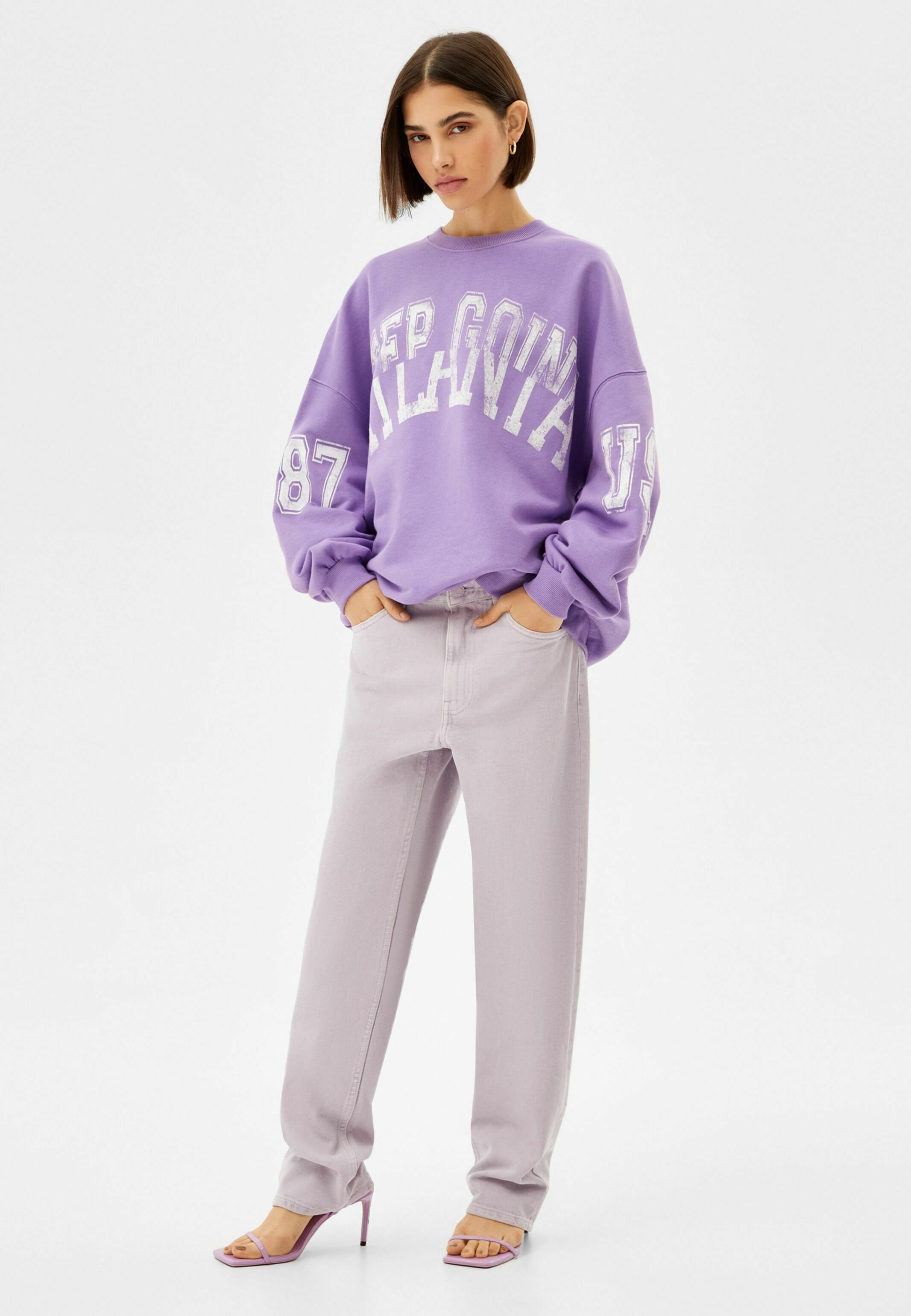Bershka PLUSH - Felpa - mauve/malva - Zalando