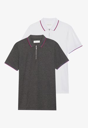 2 PACK SLIM POLO SHIRT - Poloskjorter - white/mottled dark grey