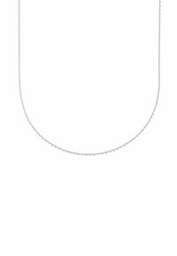 Sterlingsilverhalsband med en klassisk, slät rund design och ett delikat, sammanlänkat mönster med en polerad yta.