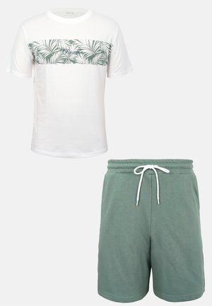 Pier One, SUMMER SET - Pantalon de survêtement - white/green