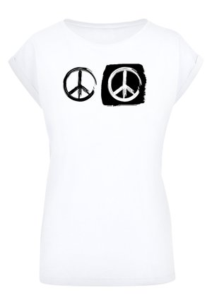 PEACE - DOUBLE EXTENDED SHO - Potiskana majica - white