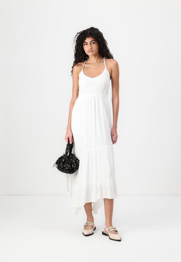 Mixed Fabric Crochet-Style Maxi Dress - Day dress4
