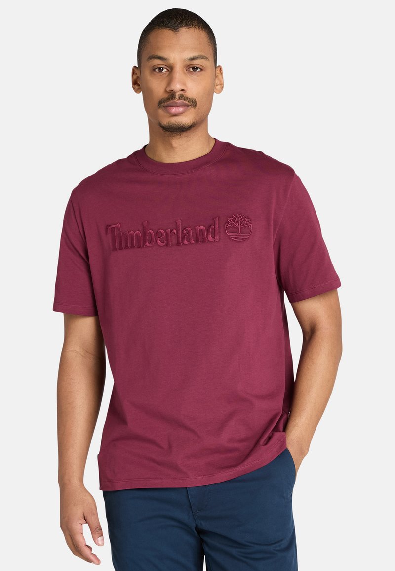 Timberland SHORT SLEEVE - T-shirt med print - burgundy