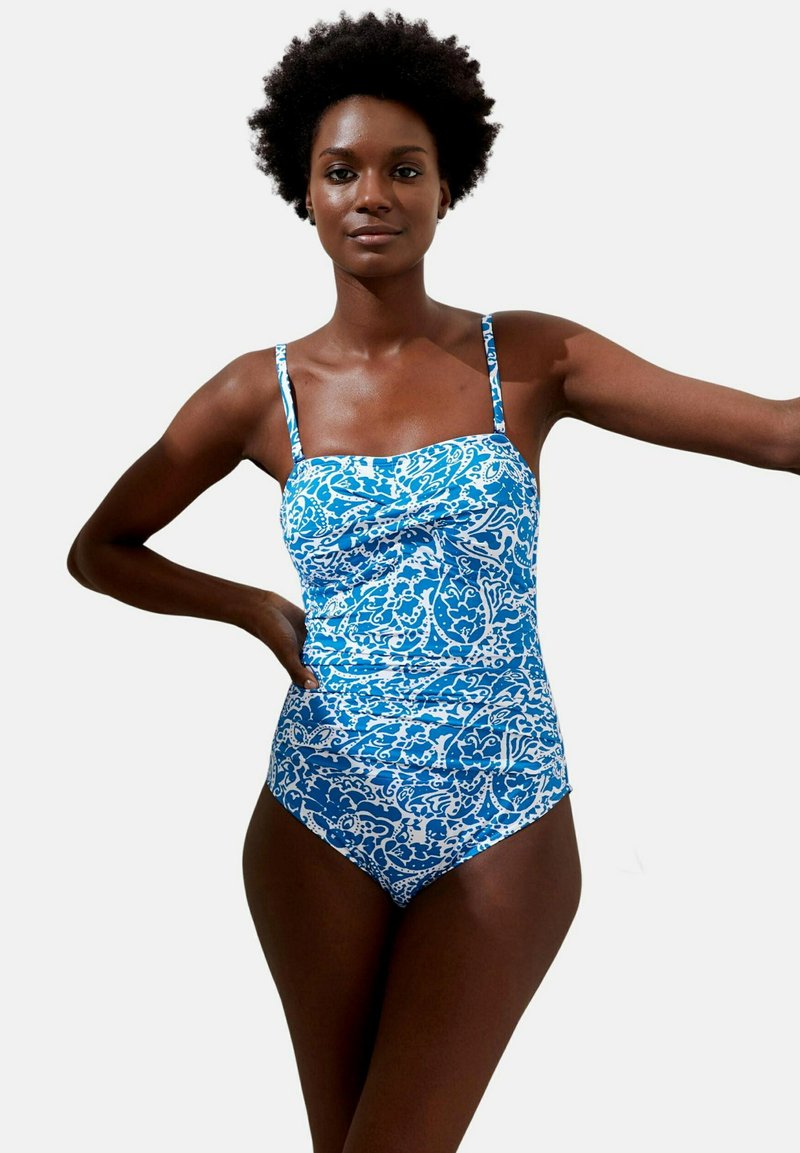 Marks & Spencer TUMMY CONTROL BANDEAU Swimsuit blue mix/multi