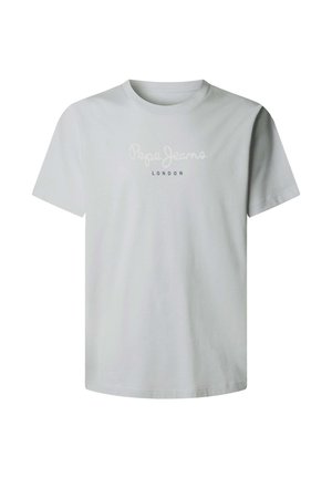 T-shirt gris clair à manches courtes et col rond avec le logo "Pepe Jeans London" en texte blanc et noir centré sur la poitrine.
