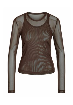 Noisy May, NMJUDITH L/S DOUBLELAYER MESH TOP TNT/14 - T-shirt à manches longues - chocolate brown1