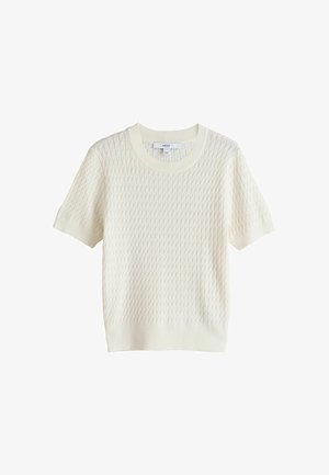Next, REGULAR FIT - CABLE KNIT SHORT SLEEVE JUMPER - T-shirt imprimé - ecru