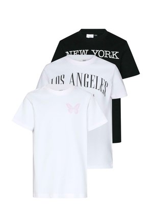 3 PACK - - NEW YORK & LOS ANGELES &  - T-shirt imprimé - white white black