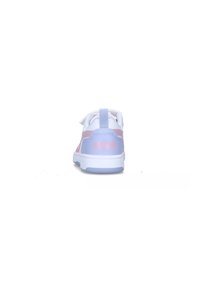 Sneaker bianca e rosa con tomaia in rete, colletto imbottito e suola in gomma. Presenta il logo del marchio sul retro e chiusura con cinturino regolabile.