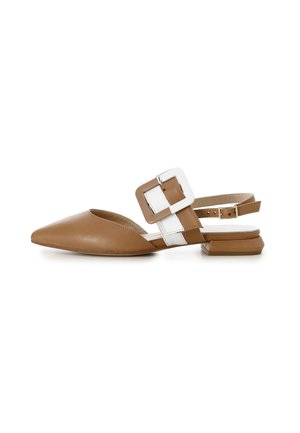 Ballerine con cinturino - brown leather white