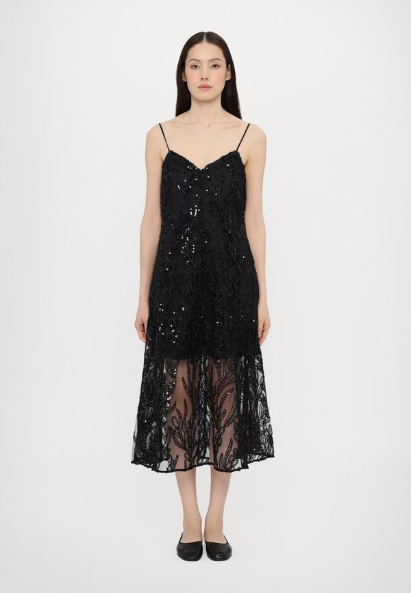 V NECK MIDI DRESS EMBROIDERED SEQUINS - Cocktail dress / Party dress - abstract embellishment