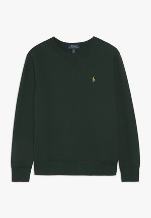 Sudadera de cuello redondo y manga larga en verde oscuro con el logo bordado en amarillo del caballo de Polo Ralph Lauren en el pecho izquierdo.