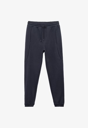 Marine joggingsbroek van katoenmix stof, met een trekkoord in de taille, zijzakken en taps toelopende boorden voor een slank figuur.