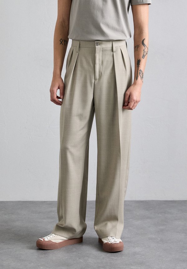 WIDE TROUSERS - Trousers - sage melange