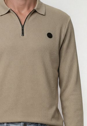 Street One MEN, LONG-SLEEVED POLO SHIRT WITH ZIP DETAIL - Maglietta a manica lunga - antique beige
