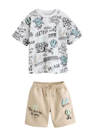 Next REGULAR FIT - SHORT SLEEVE T-SHIRT AND SHORTS SET  . - Tepláky - stone