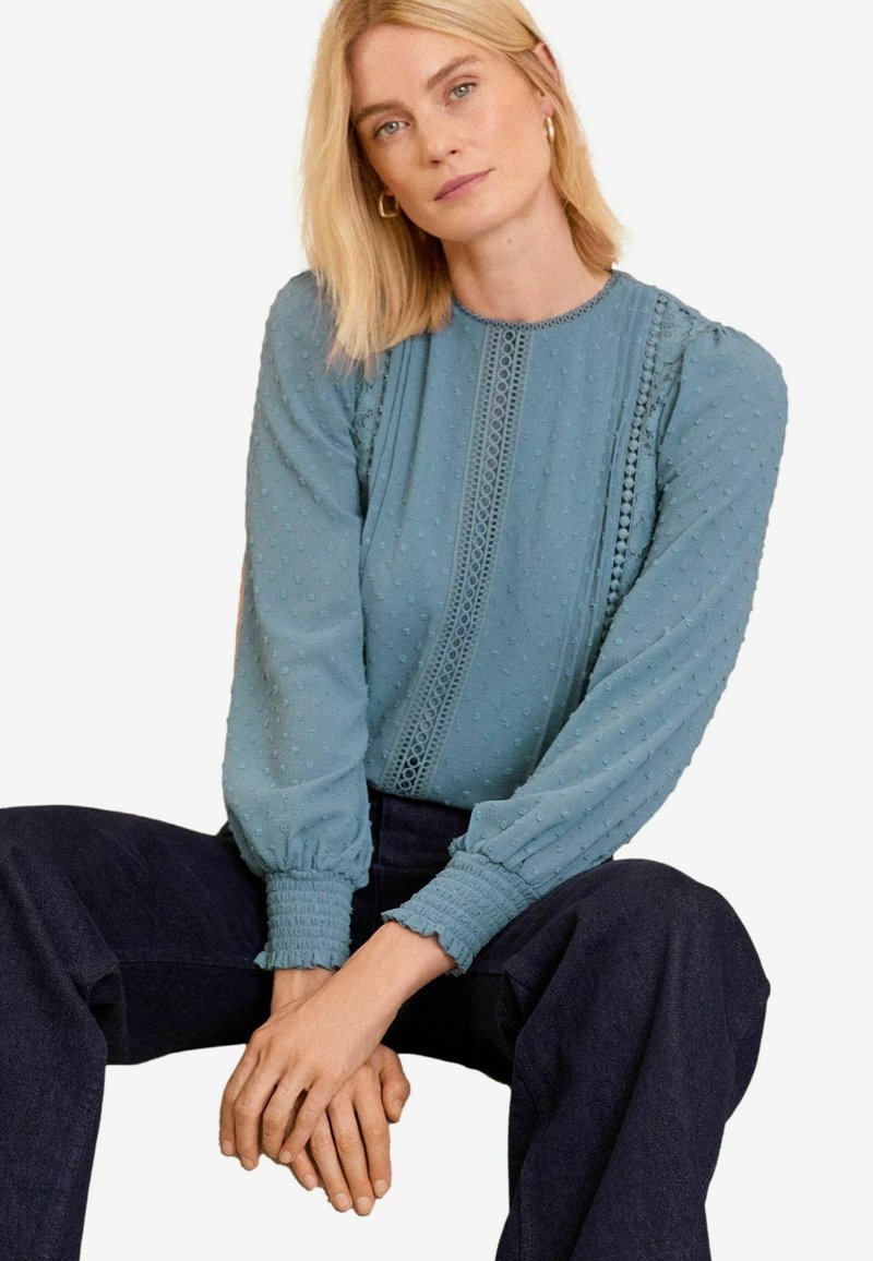 Love & Roses DOBBY CREW NECK LONG SLEEVE - Blūze - blue