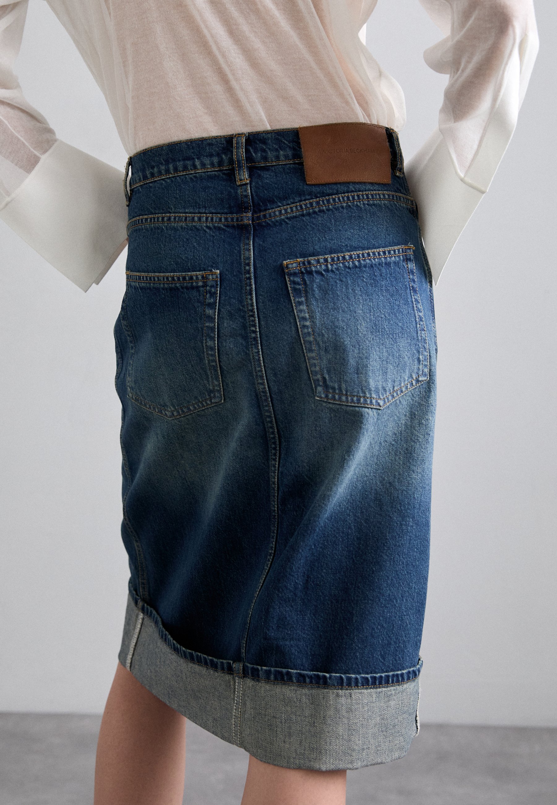 Victoria Beckham PLACKET DETAIL SKIRT - Denim skirt - heavy