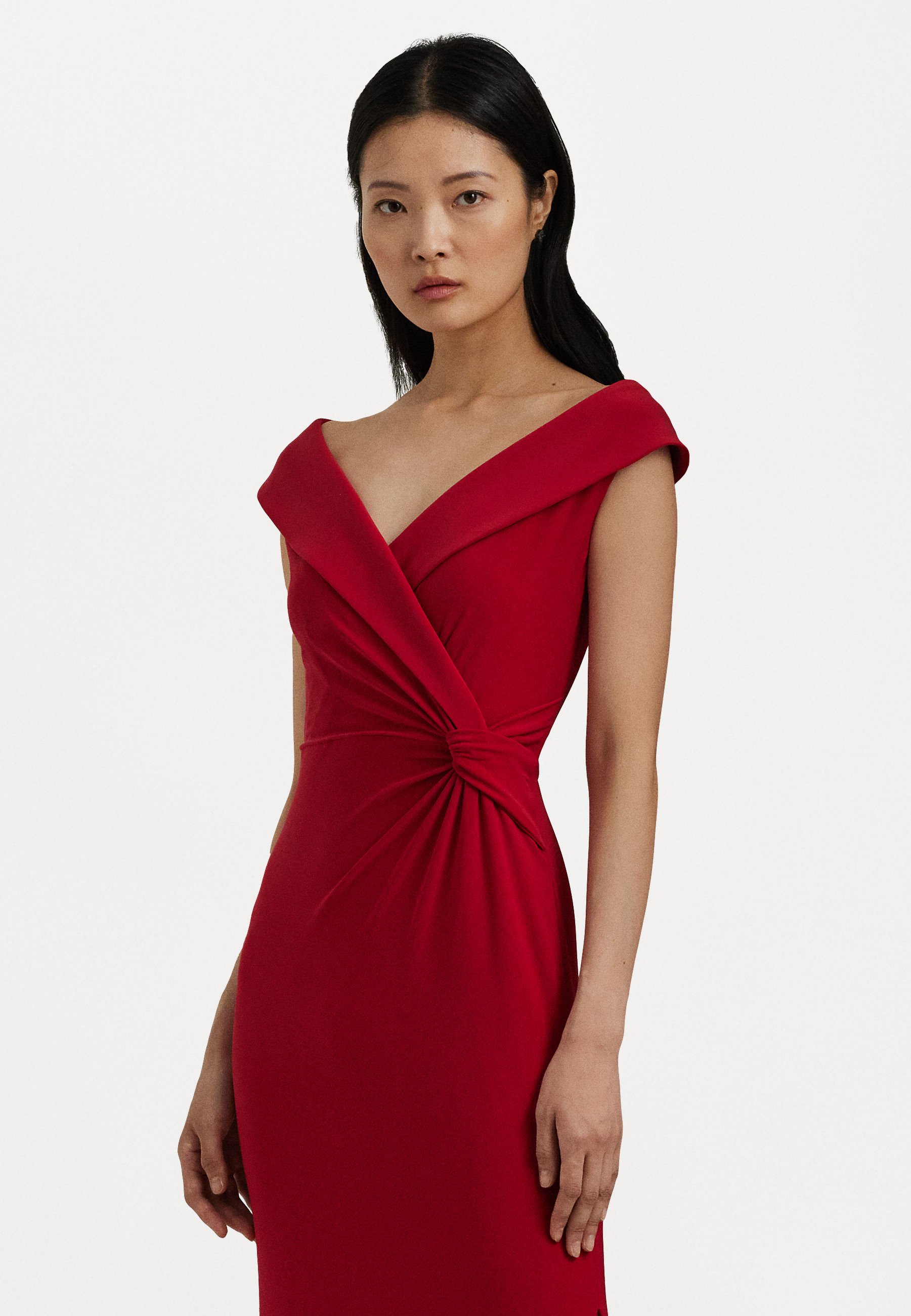 strapless open back dress Ralph Lauren Spring 2013 Leather Embellished Red Gown