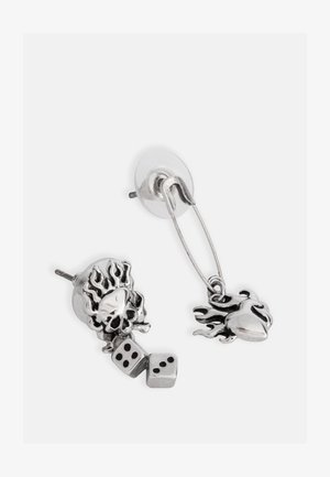 FLAMING SKULL AND DICE UNISEX - Auskarai - silver-colored