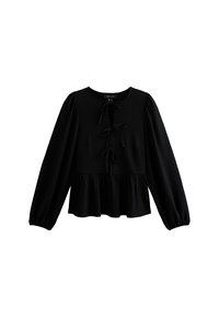 New Look TIE FRONT CRINKLE LONG SLEEVE - Longsleeve - black