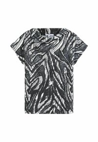 SHORT SLEEVE COWL NECK  REGULAR FIT - Trükipildiga T-särk - mono zebra print