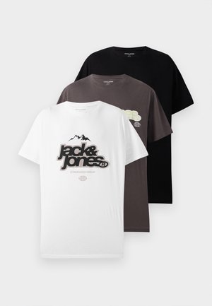 JCOFLARE FRONT TEE 3 PACK - Camiseta estampada - black/bright white/pavement