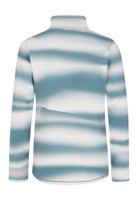 Langarmshirt van lichtgewicht, gladde stof met een golvend blauw-wit patroon. Hoge kraag met stevige stiksels aan de randen.