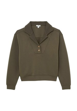 Reiss, BELLA PREMIUM INTERLOCK COLLAR - Sudadera - khaki green