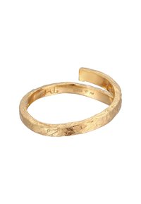 Gold-tone cuff bracelet with a textured surface, featuring an irregular shape and an open design. Marked .925 for sterling silver content.