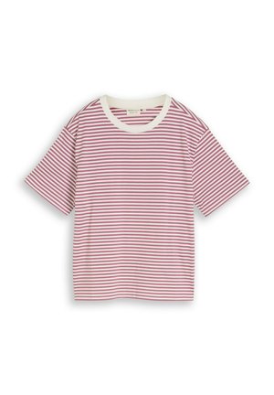 TOM TAILOR DENIM, BOXY T-SHIRT - Tričko s potlačou - mauve white stripe
