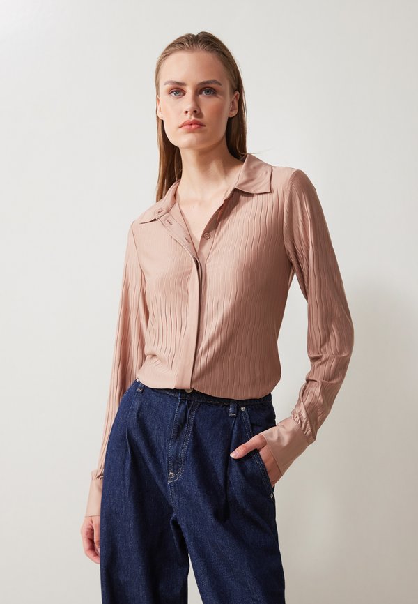 Button-down blouse - taupe