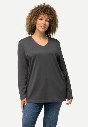 Ulla Popken BASIC V - Long sleeved top - graphite gray
