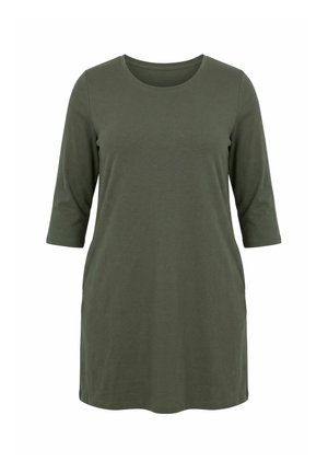 Ulla Popken, 3/4 SLEEVE ROUND NECK KNIT TUNIC - Longsleeve - olive grey