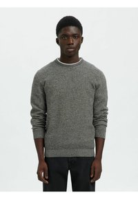 Selected Homme SLHROSS STRUCTURE CREW NECK - Stickad tröja - black