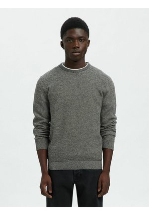 Selected Homme SLHROSS STRUCTURE CREW NECK - Strickpullover - black
