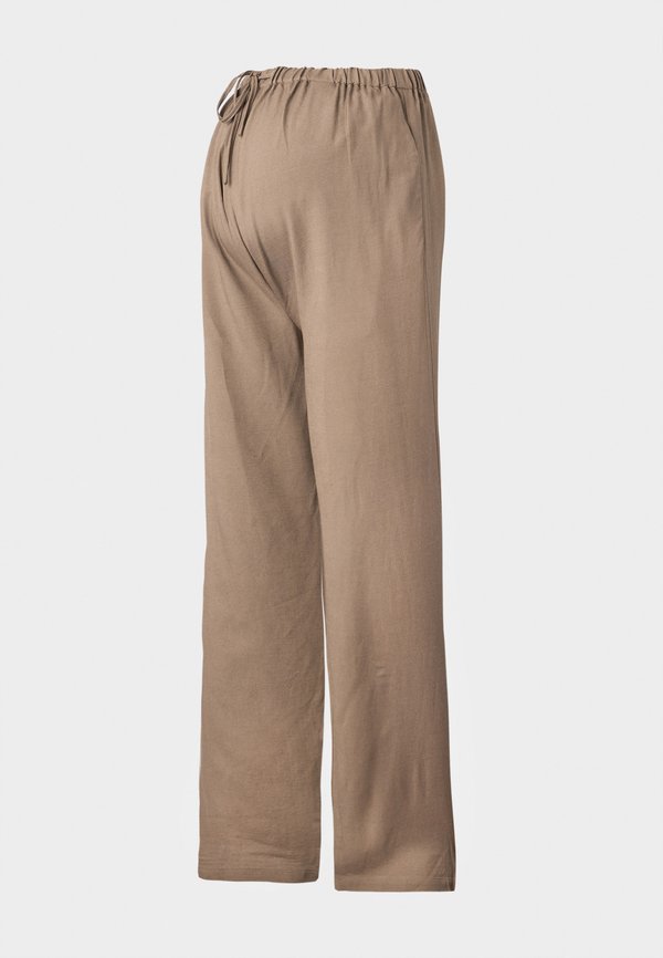 LINEN BLEND WIDELEG - Trousers - taupe3
