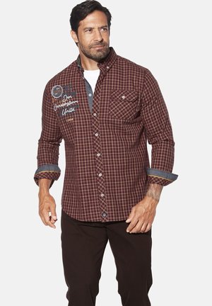 PERTAVIN - Shirt - dunkelrot kariert