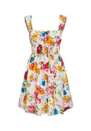 Cupshe, FLORAL PRINTED STRAPPY BACKLESS SUNDRESS - Vestito casual - white  blue pink