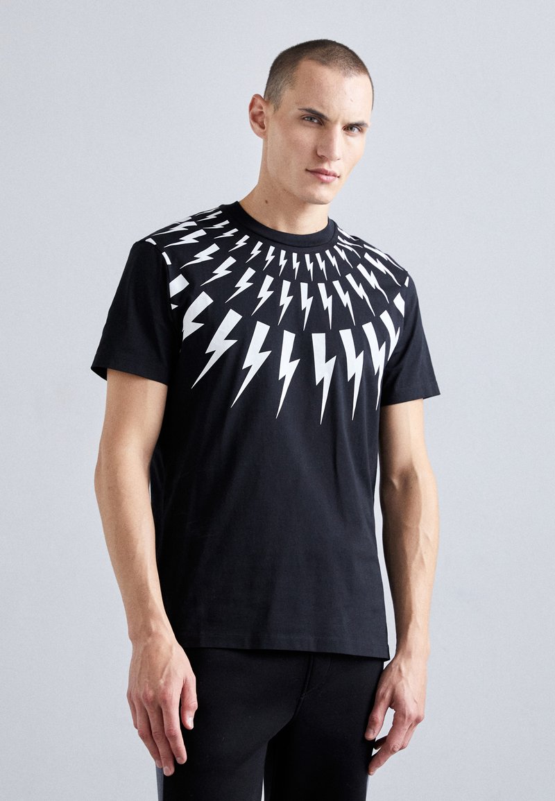 Neil Barrett FAIRISLE THUNDERBOLT SLIM - T-shirt con stampa - black