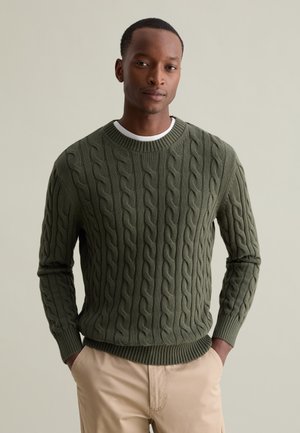 WITH CABLE DESIGN - Strickpullover - dark green