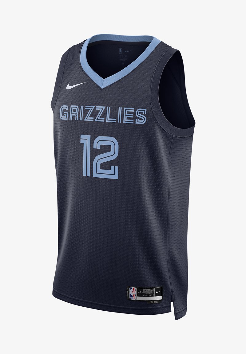 Gray basketball jersey with light blue accents. Features "GRIZZLIES" and number "12" on front. Made of breathable mesh fabric, sleeveless design.