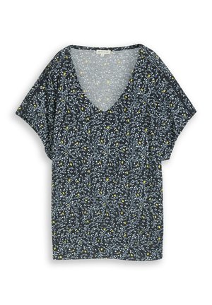 TOM TAILOR, CRINKLE T-SHIRT MIT MUSTER - T-shirt print - navy small leaves design