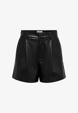 Fekete műbőr, magas derekú sort övlyukakkal, elülső redőkkel és rejtett cipzáras záródással, az övrész belső oldalán az "ONLY" felirattal.