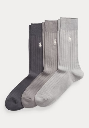 RIBBED COTTON-BLEND TROUSER SOCK 3-PACK - Chaussettes - grey