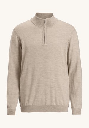 Oscar Jacobson MARLON HALF ZIP - Strickpullover - baked beige