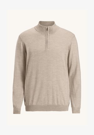 Oscar Jacobson MARLON HALF ZIP - Strickpullover - baked beige