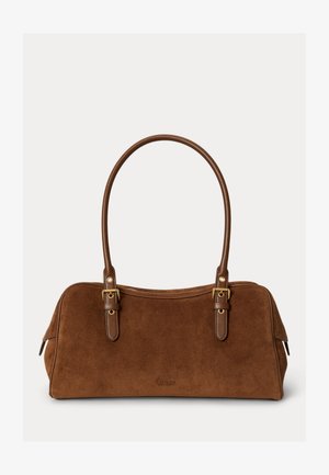 Lauren Ralph Lauren, SUEDE LARGE MARCY ZIP SATCHEL - Дамска чанта - light tobacco