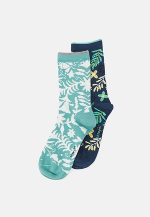 NELLY OTOMI FORAL SOCKS 2 PACK - Ponožky - denim blue/field green